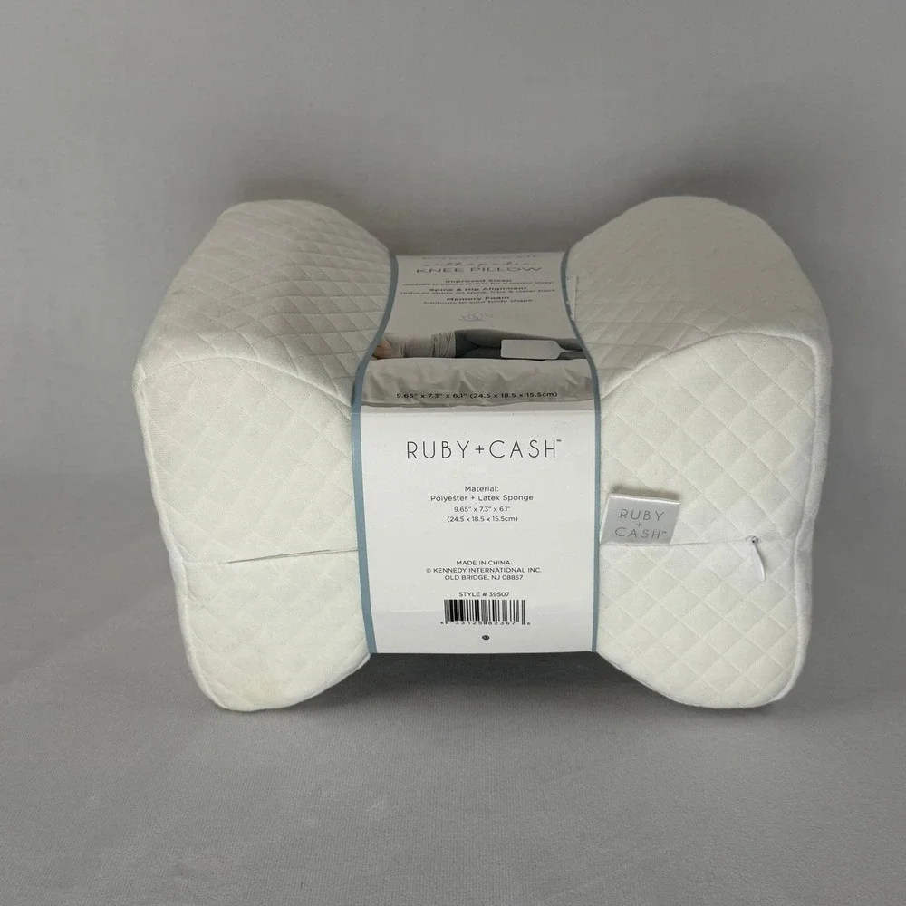 Ruby + Cash Orthopedic Knee Pillow Memory Foam White Quilted New